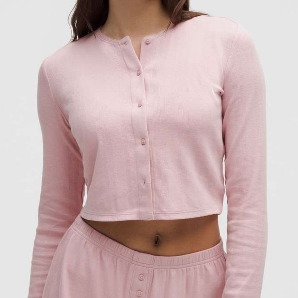 Lululemon Pink Haze Pointelle Button Shirt